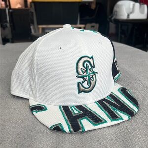 New Era White and Black Cap with Teal Accents with Jersey Stitching